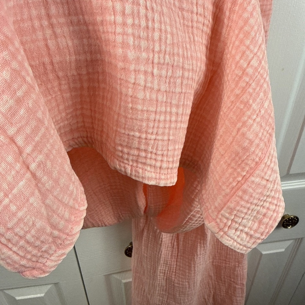 Zenana Coral Washed Double Gauze Wide Leg Overalls Size Large NWOT BOHO - Picture 5 of 12